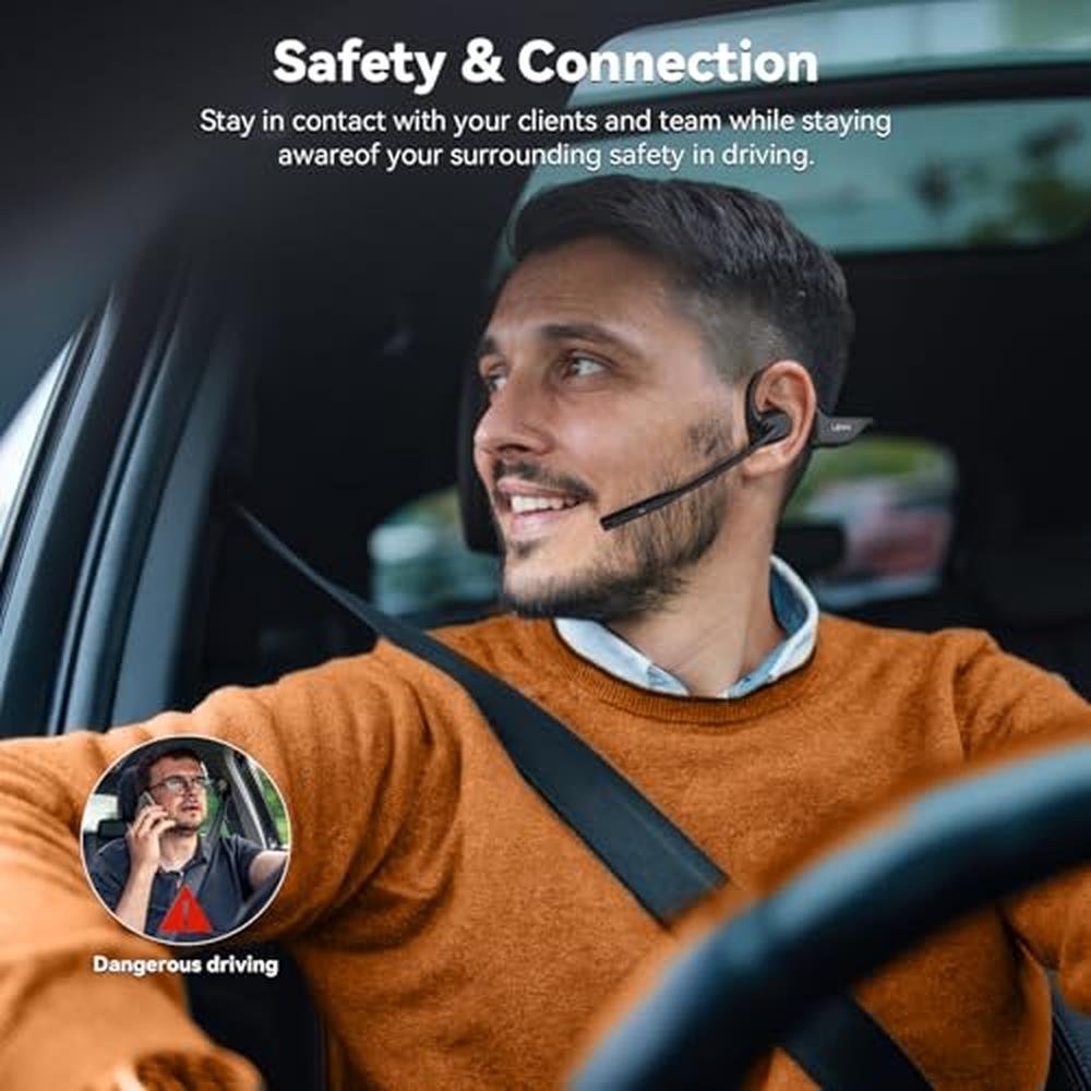 Open Ear Headphones with Mic: Bluetooth Headset with – In Use