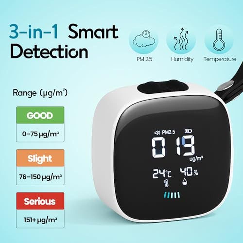 Air Quality: ORB 3-in-1 Portable Indoor Air Quality Monitor – Side View