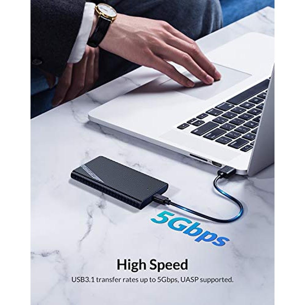 Hard Drive Enclosure: ORICO 2521C3 2.5 Inch External SSD HDD – Side View