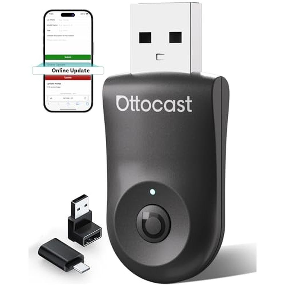 Carplay Android: OTTOCAST Mini 2025 Wireless 2-in-1 Adapter – Front View