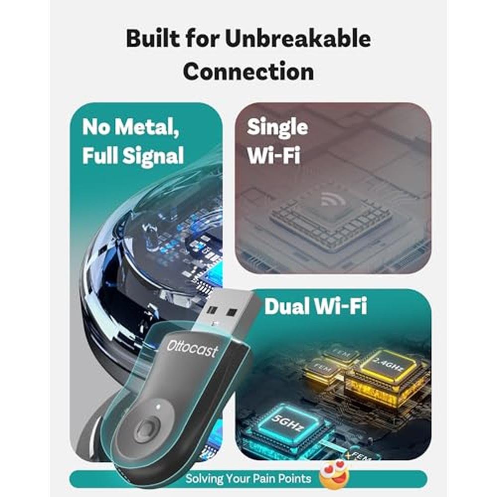Carplay Android: OTTOCAST Mini 2025 Wireless 2-in-1 Adapter – In Use