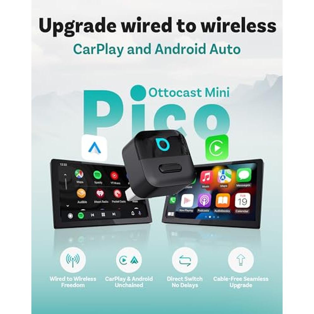 Carplay Auto: OTTOCAST Mini Pico Wireless CarPlay & Android – Side View