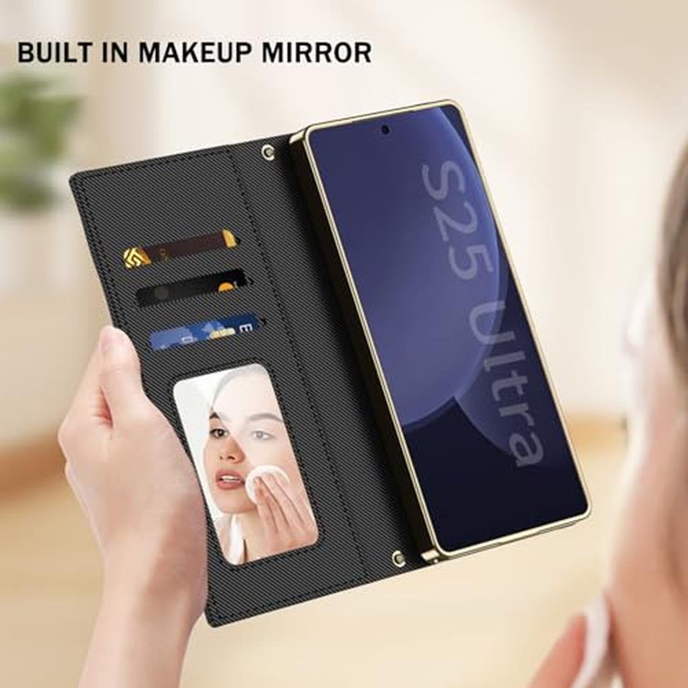 Case S25 Ultra: OWOISS Luxury Fashion Flip Leather Cover – Close-up Detail