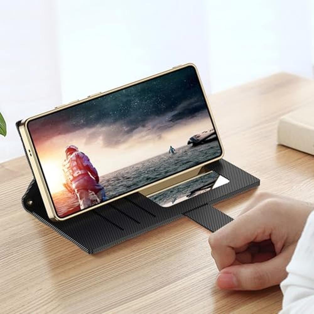 Case S25 Ultra: OWOISS Luxury Fashion Flip Leather Cover – In Use