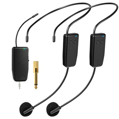 Wireless Microphone System: OxxyeeKS 2.4G Dual Headset Mics – Front View