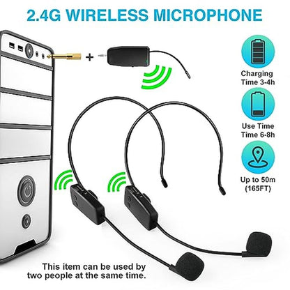 Wireless Microphone System: OxxyeeKS 2.4G Dual Headset Mics – Close-up Detail
