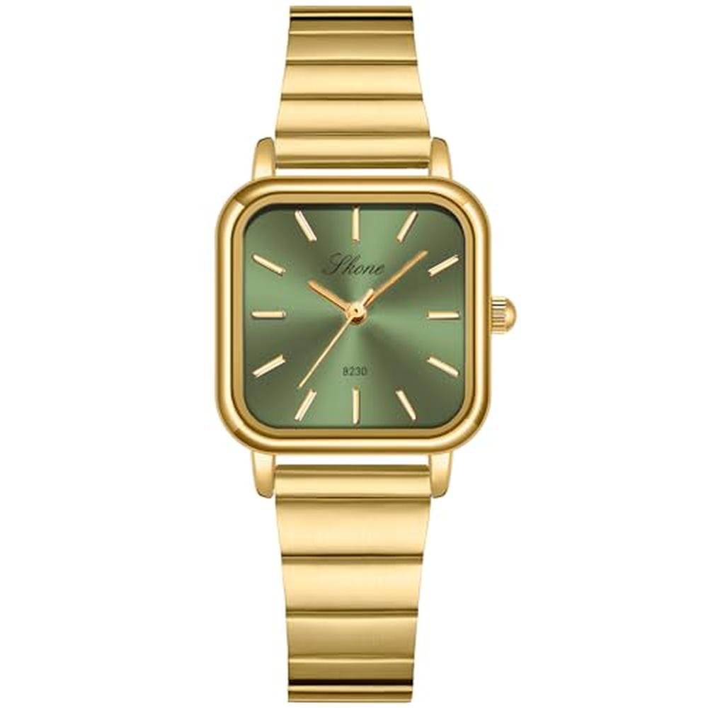 Dial Watch: PASOY Womens Square Dial Gold Watch – Front View
