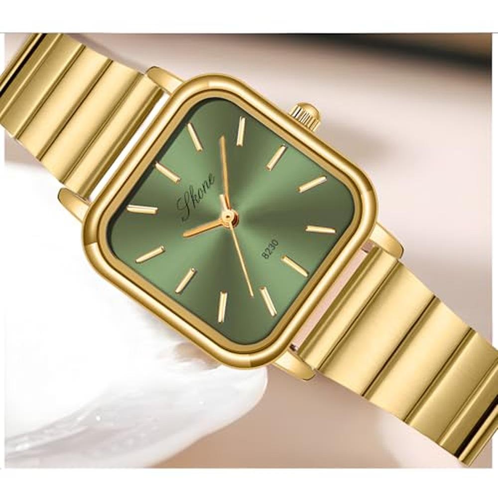 Dial Watch: PASOY Womens Square Dial Gold Watch – Close-up Detail
