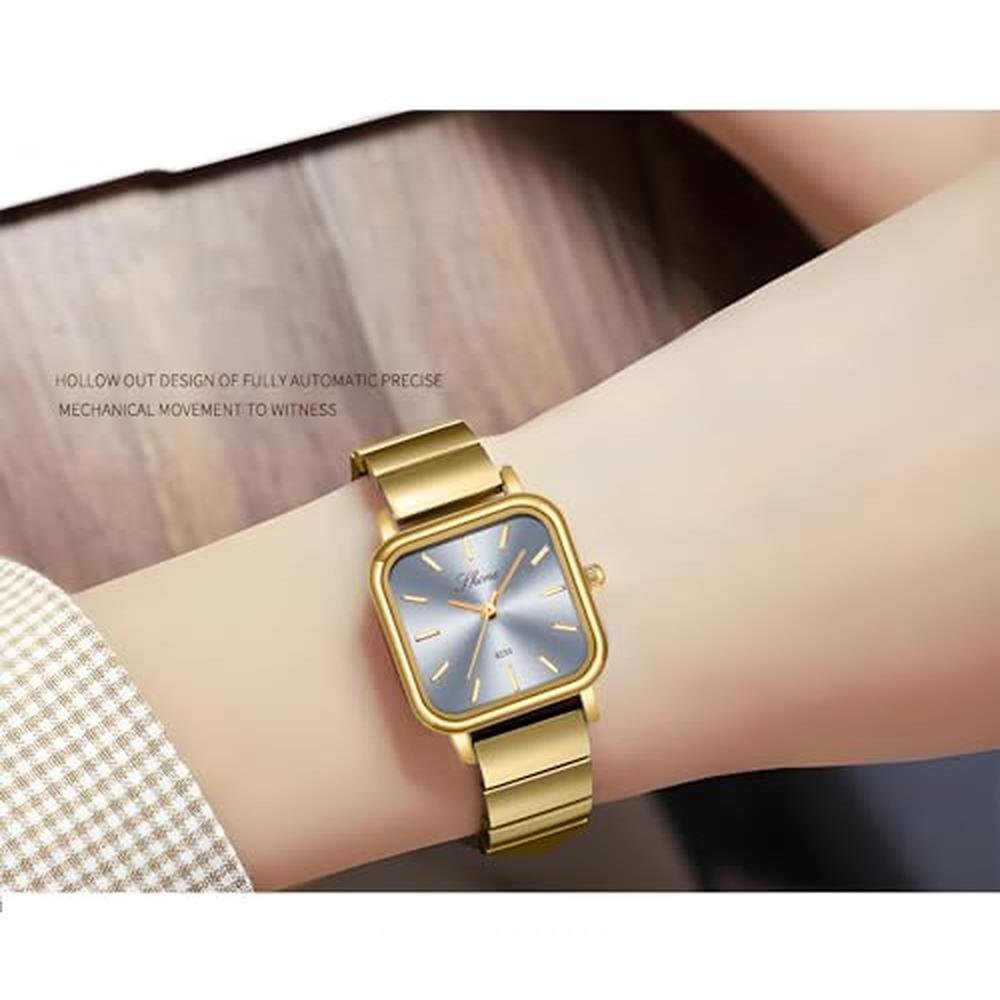 Dial Watch: PASOY Womens Square Dial Gold Watch – In Use