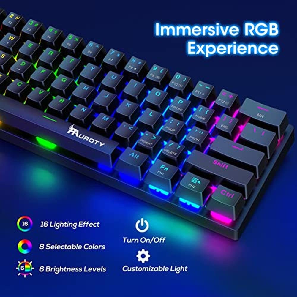 Pauroty 60% Wireless Mechanical Keyboard – Close-up Detail