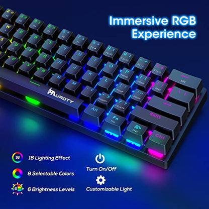 Pauroty 60% Wireless Mechanical Keyboard – Close-up Detail