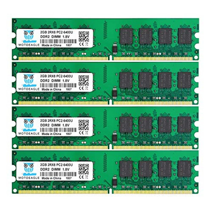PC2 6400: DDR2 800MHz UDIMM RAM 8GB Kit – Front View