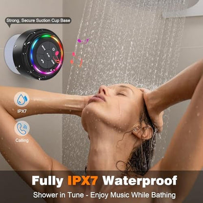PEDVSTY Shower Speaker: Waterproof Bluetooth Speaker with – Side View