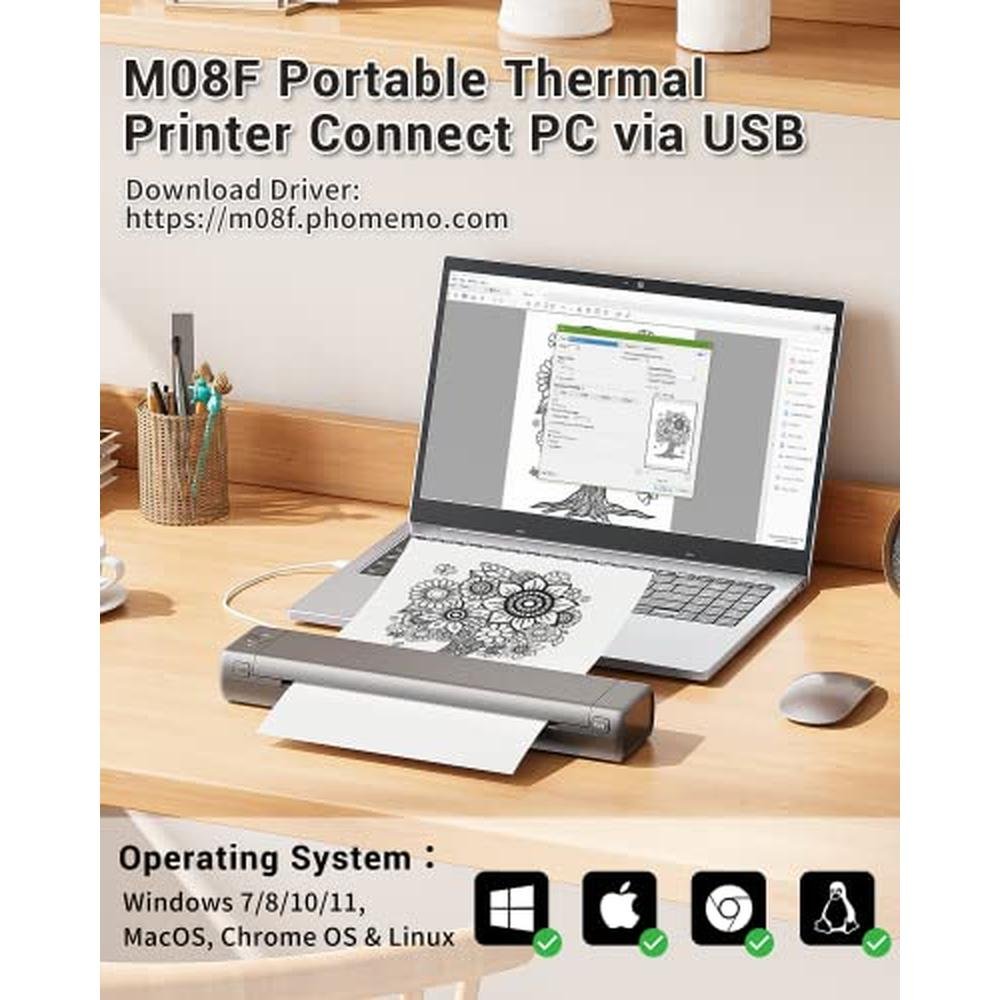 Printer Thermal: Phomemo Inkless Portable Printer Wireless – Close-up Detail