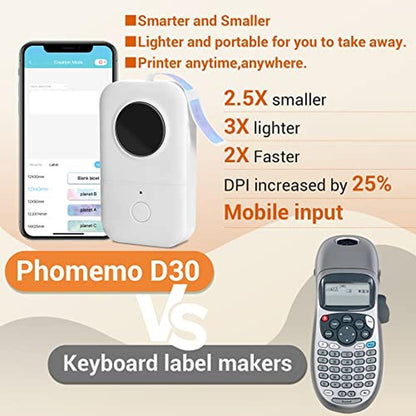Label Maker: Phomemo D30 Label Printer with 3-Roll Adhesive – Packaging