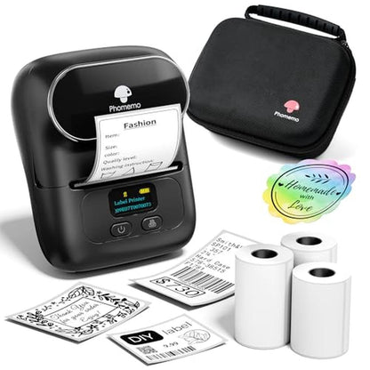 Label Printer: Phomemo Label Maker with 3 Roll Labels and – Front View