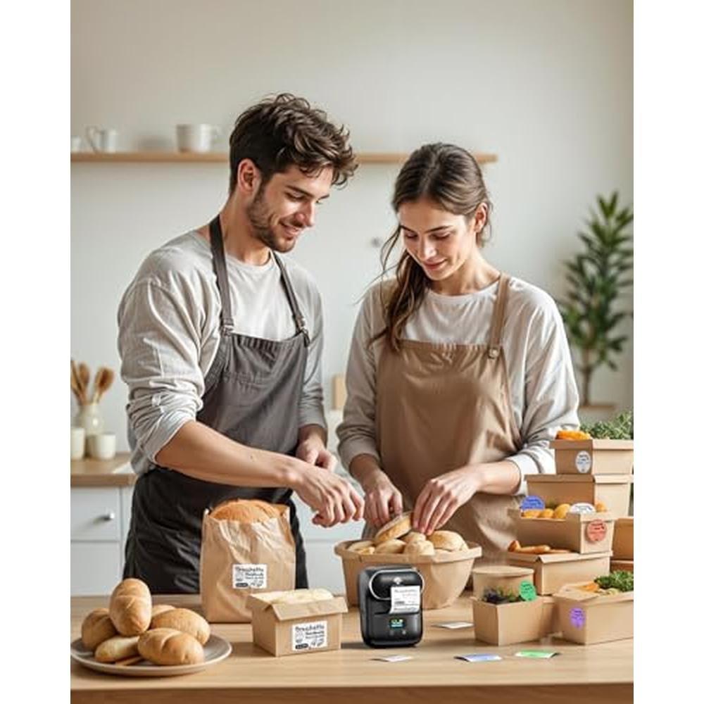 Label Printer: Phomemo Label Maker with 3 Roll Labels and – Side View