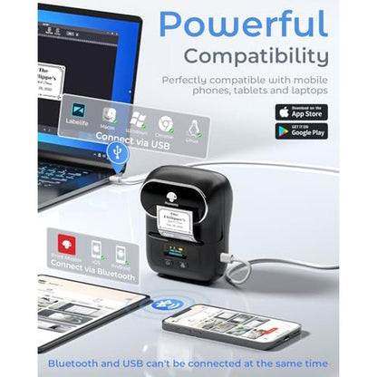 Label Printer: Phomemo Label Maker with 3 Roll Labels and – Close-up Detail