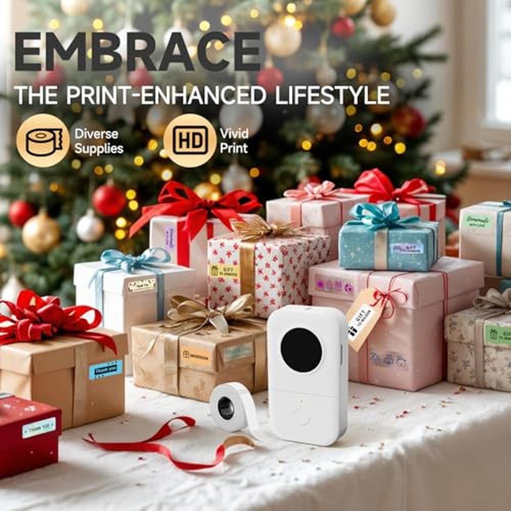 Label Printer: Phomemo D30 Label Maker Machine with 3-Roll – Side View
