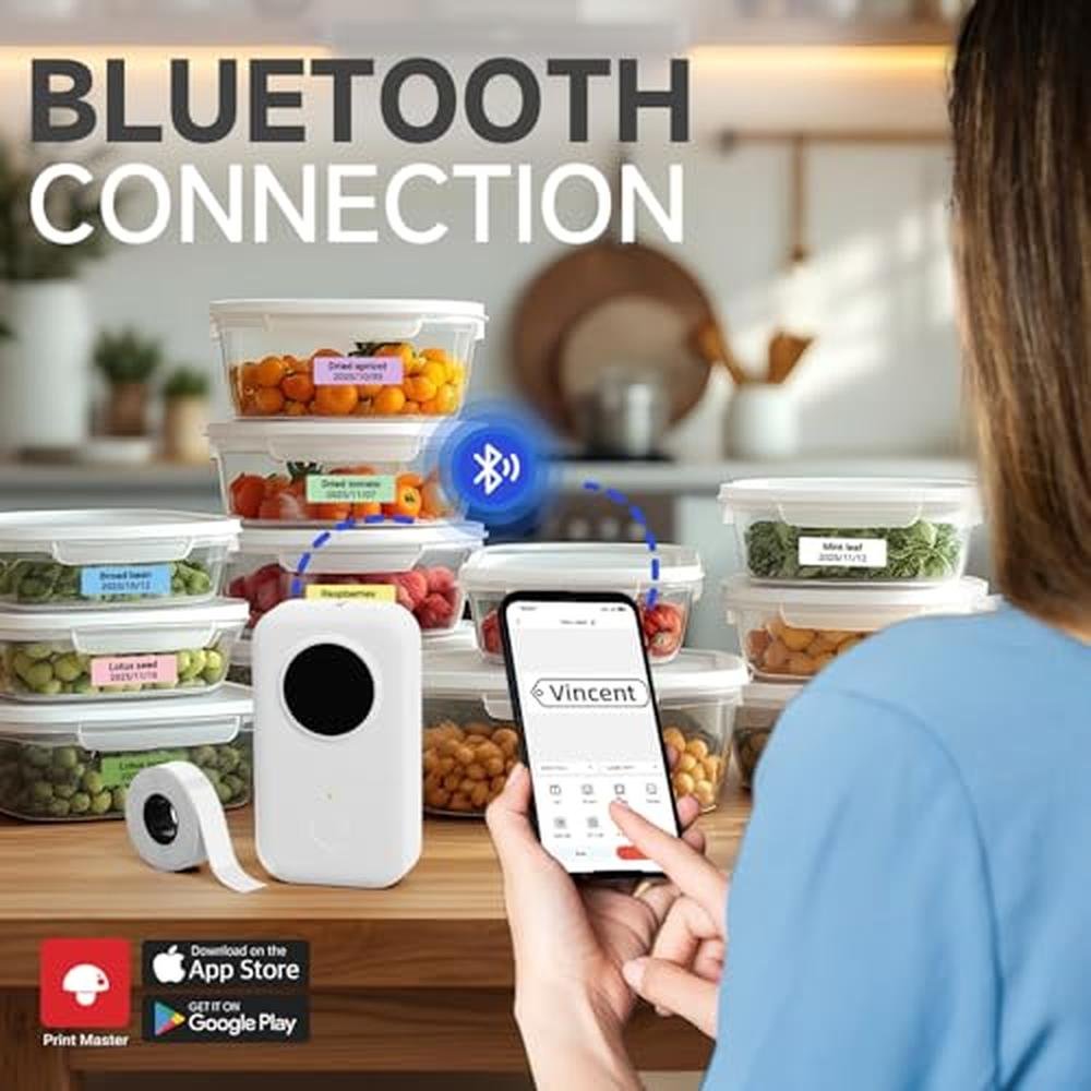 Label Printer: Phomemo D30 Label Maker Machine with 3-Roll – Close-up Detail