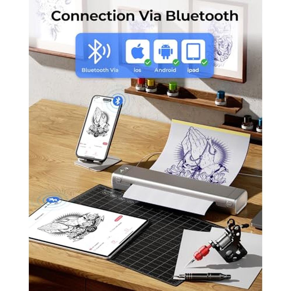 Travel Printer: Phomemo M08F Portable Wireless Thermal – Side View