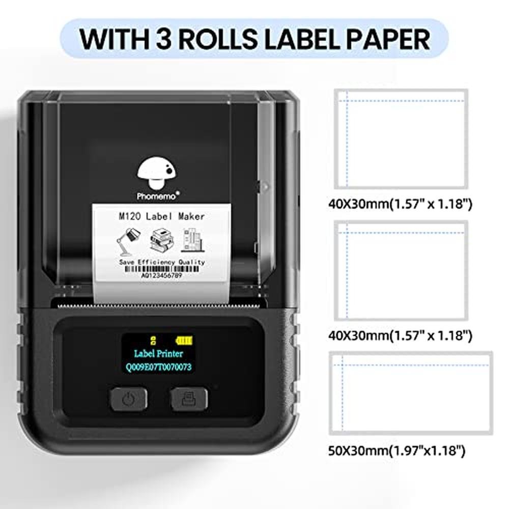 Label Maker: Phomemo M120 2-Inch Bluetooth Thermal Label – Side View