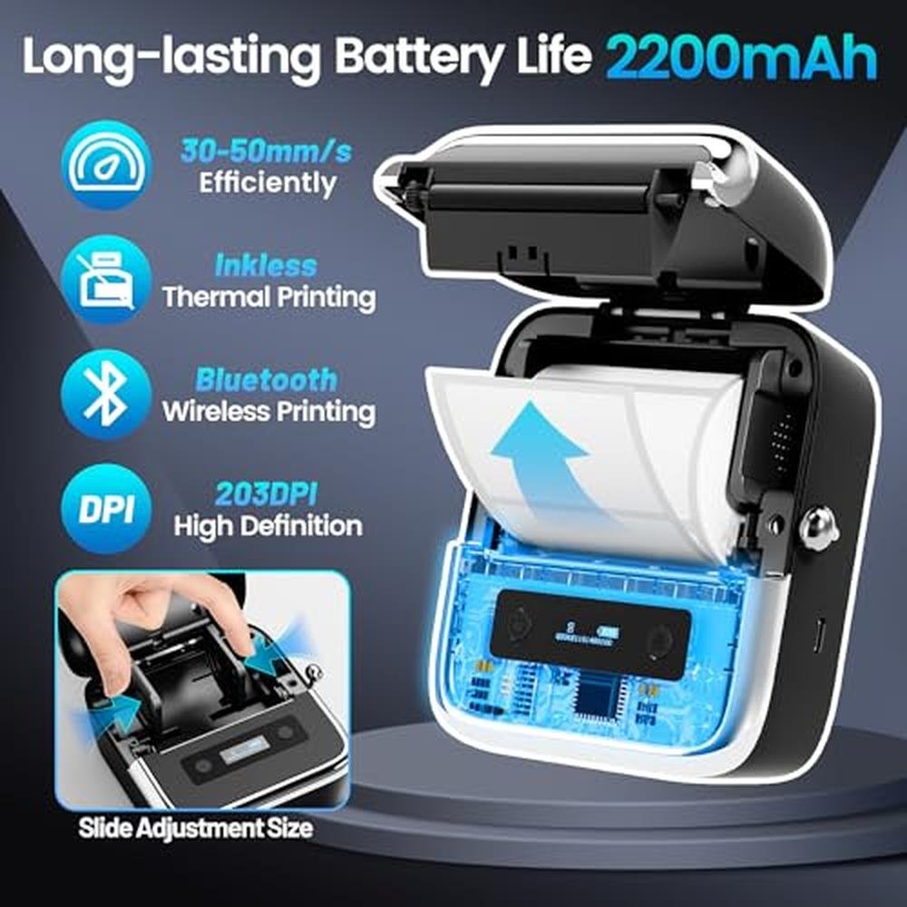 Label Maker: Phomemo M250 3 Inch Portable Barcode Label – Side View