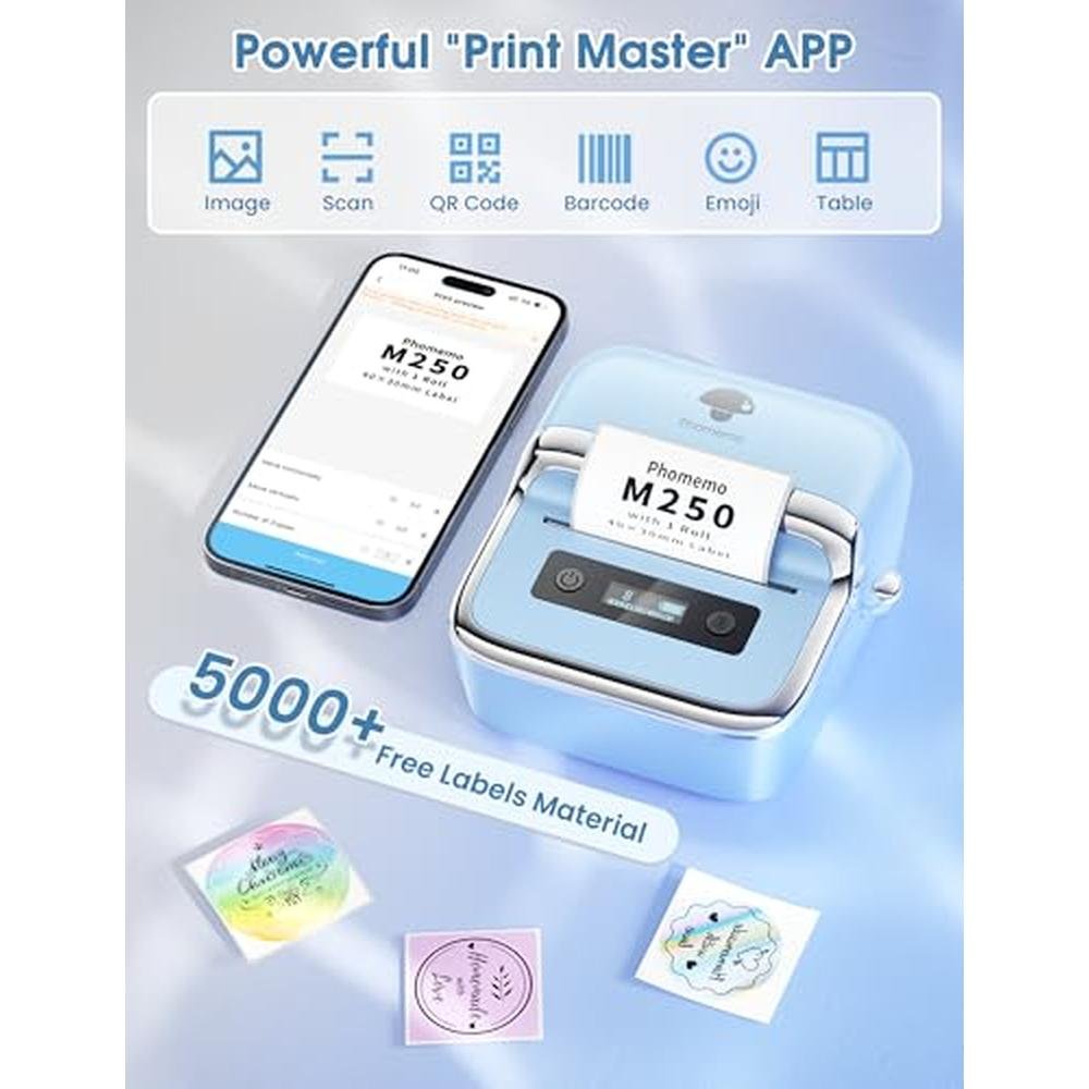 Label Maker: Phomemo M250 3 Thermal Barcode Address Printer – Close-up Detail