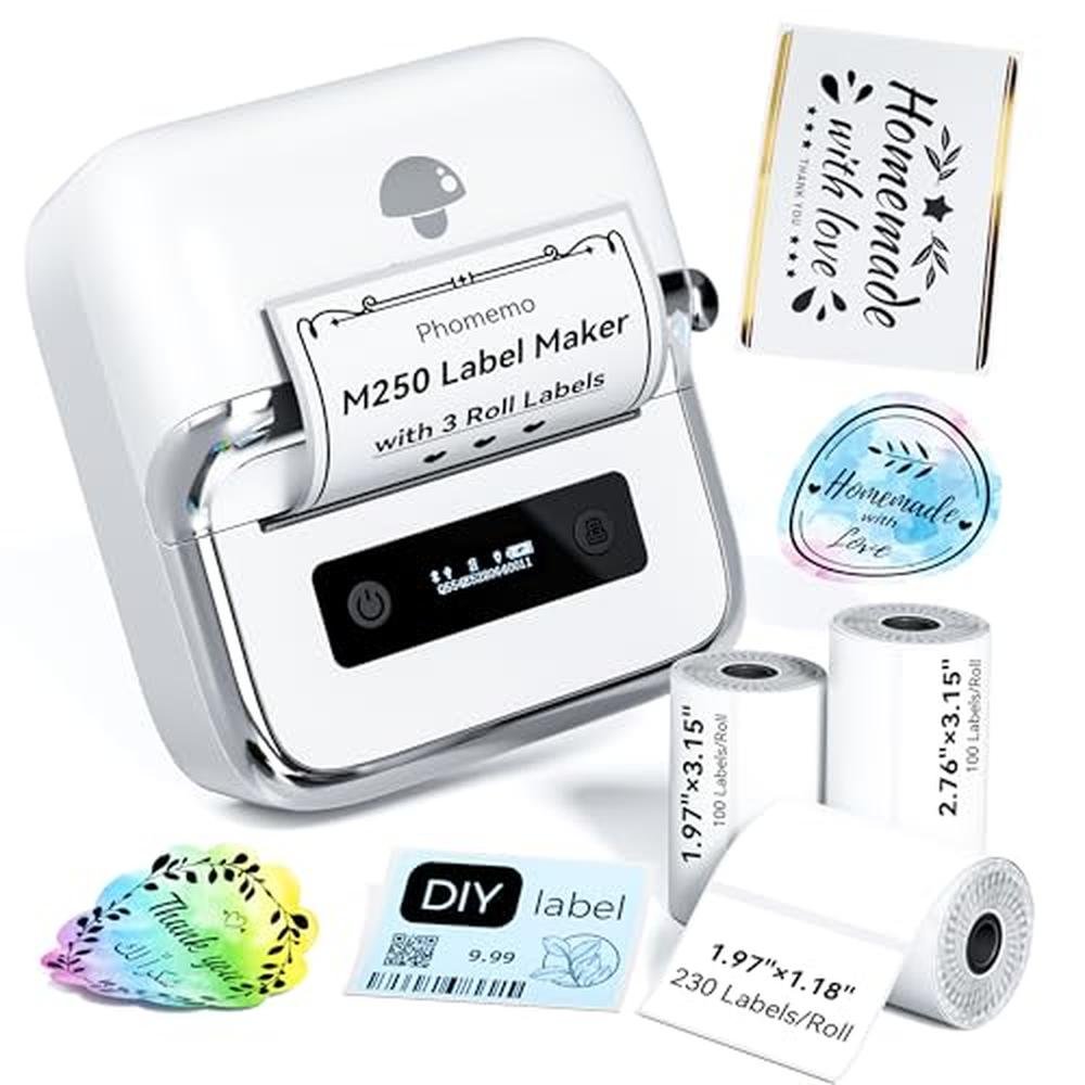 Label Maker: Phomemo M250 3-Inch Bluetooth Thermal Label – Front View