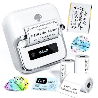 Label Maker: Phomemo M250 3-Inch Bluetooth Thermal Label – Front View