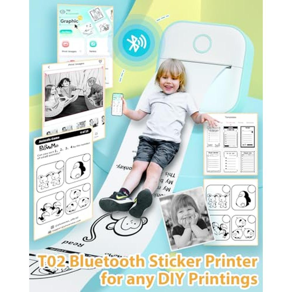 Sticker Printer: Phomemo Mini T02 Inkless Thermal Printer – Side View