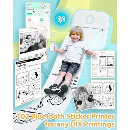 Sticker Printer: Phomemo Mini T02 Inkless Thermal Printer – Side View