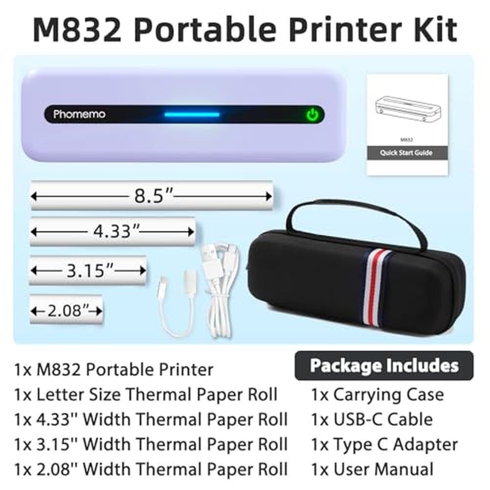 Portable Thermal Printer: Phomemo M832 Bluetooth Portable – Close-up Detail