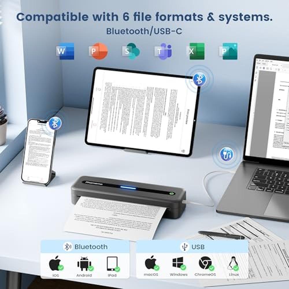 Portable Thermal Printer: Phomemo M832 Inkless Wireless – Side View