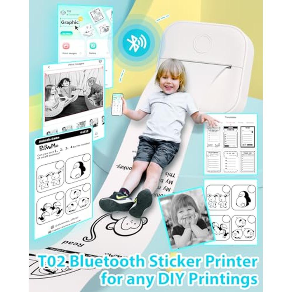 Sticker Printer: Phomemo T02 Mini Printer Sticker Maker – Side View