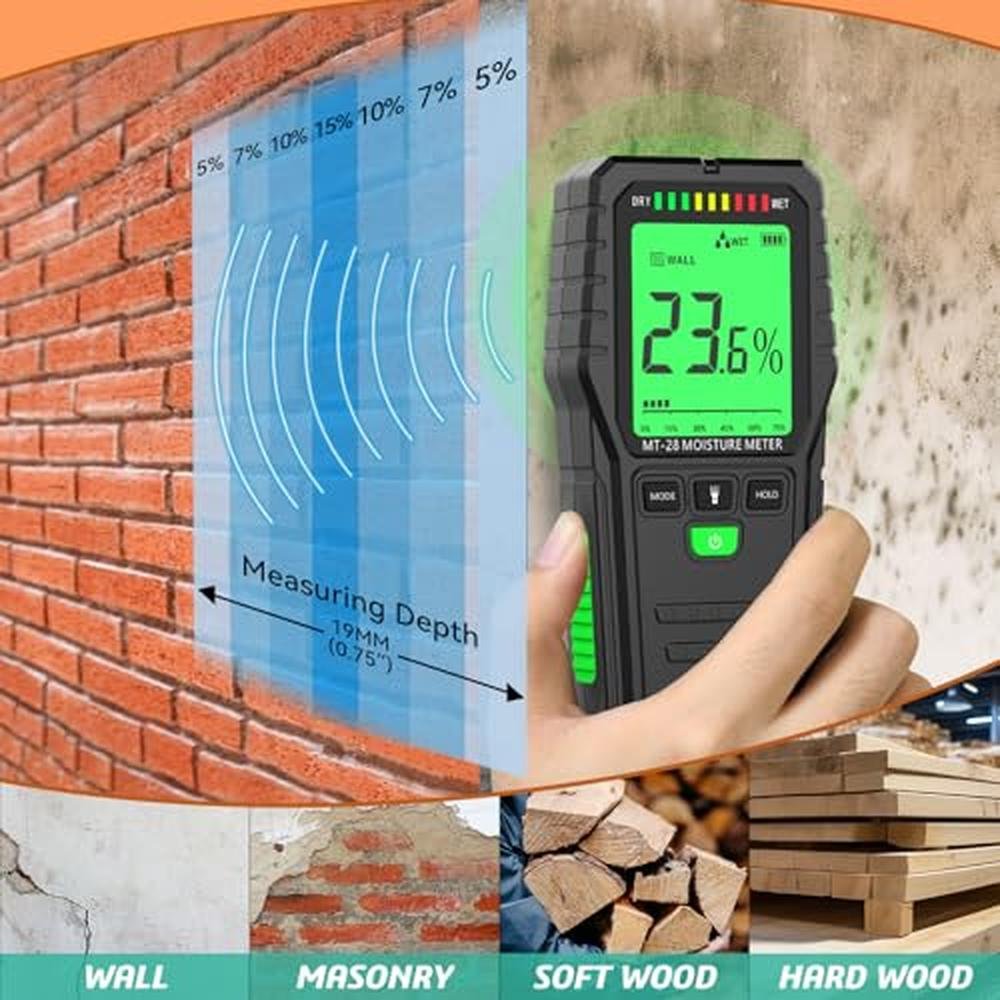 Moisture Pinless: Premium Digital Moisture Meter for Wood – Side View