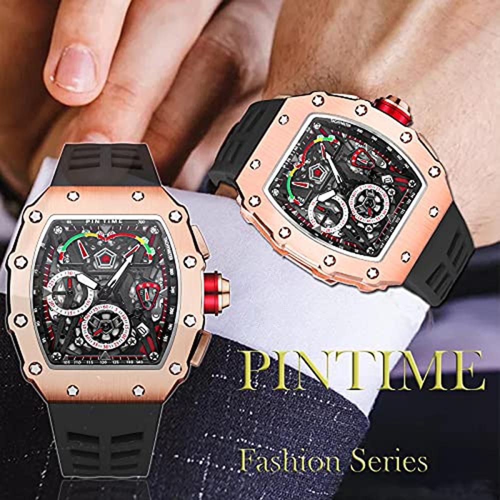 Mens Pintime Watch: PINTIME Fashion Tonneau Quartz Watch – Close-up Detail