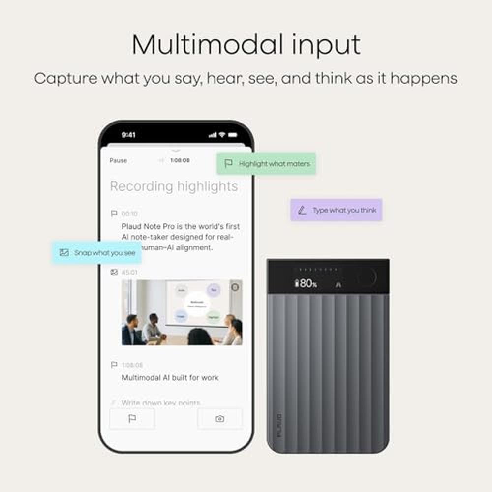 Note Black: Plaud Note Pro AI Voice Recorder Transcribe – Close-up Detail