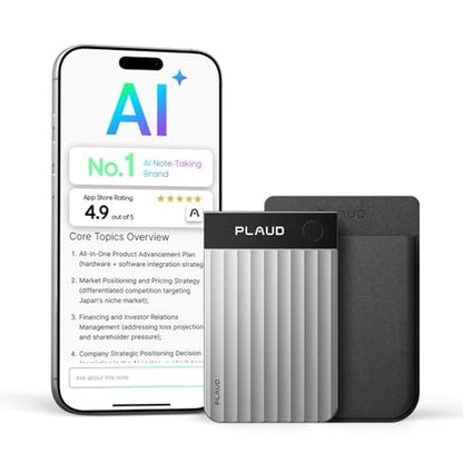 Note Silver: Plaud Note Pro AI Voice Recorder Transcribe – Front View