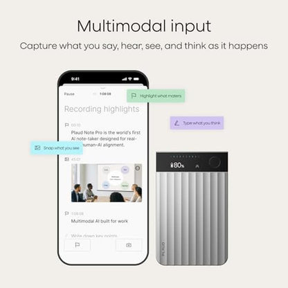 Note Silver: Plaud Note Pro AI Voice Recorder Transcribe – Close-up Detail