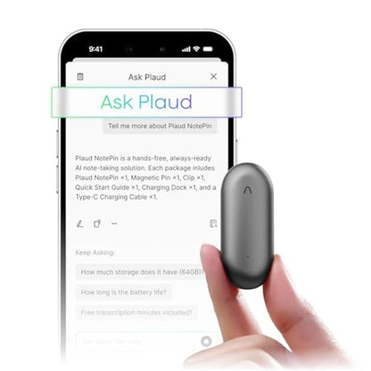 Voice Recorder: Plaud NotePin AI Voice Recorder – Front View