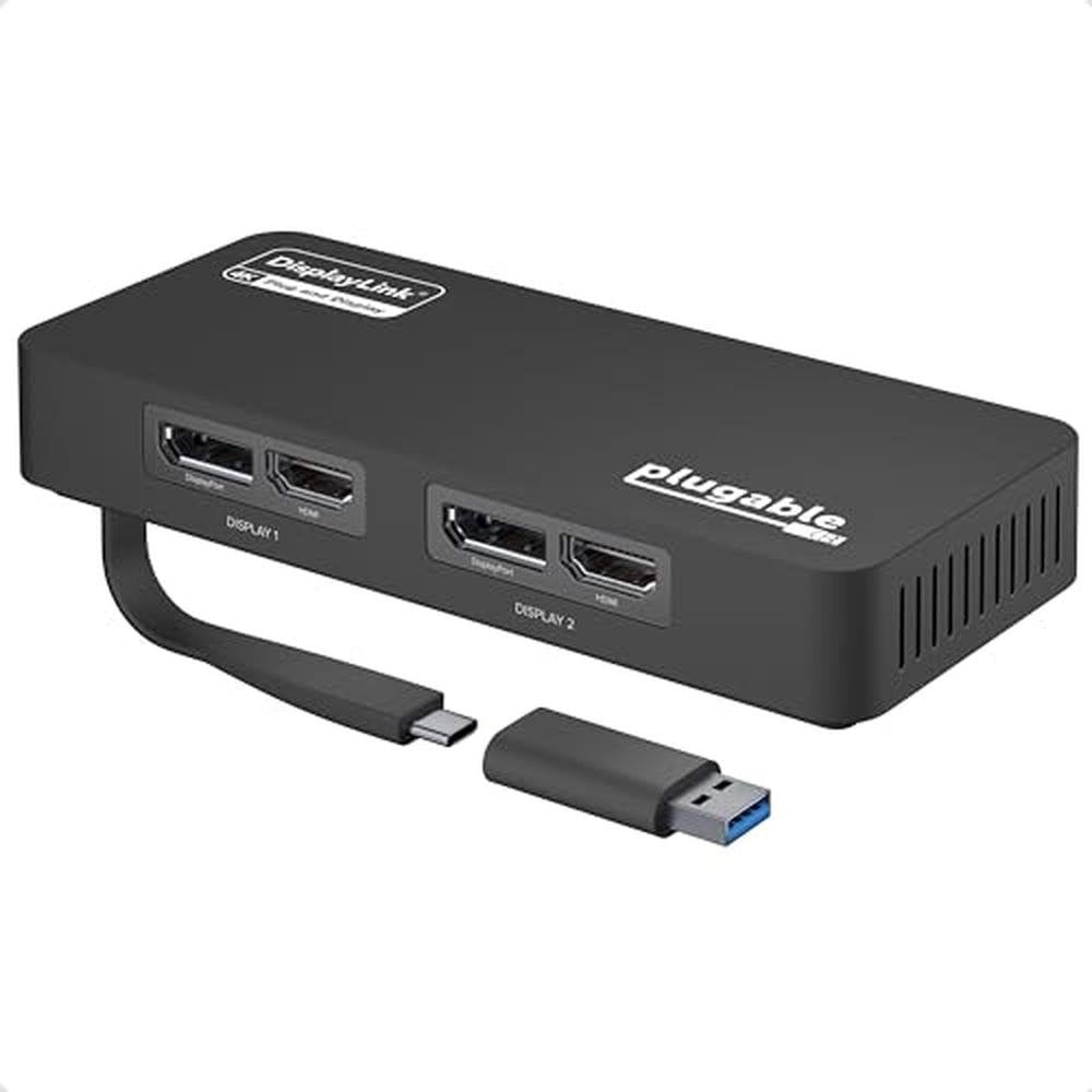 Plugable DisplayPort: Plugable USBC-6950U Dual 4K Monitor – Front View