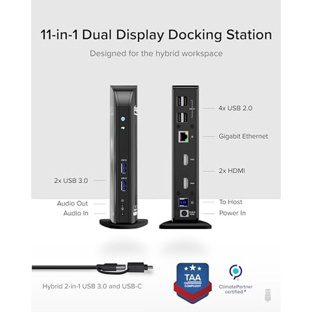 Dual Plugable: Plugable Laptop Docking Station Dual Monitor – Side View