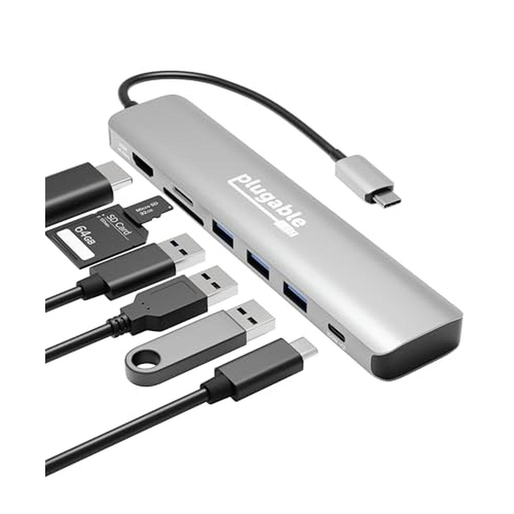 Hub Plugable: Plugable 7-in-1 USB-C Hub – Front View
