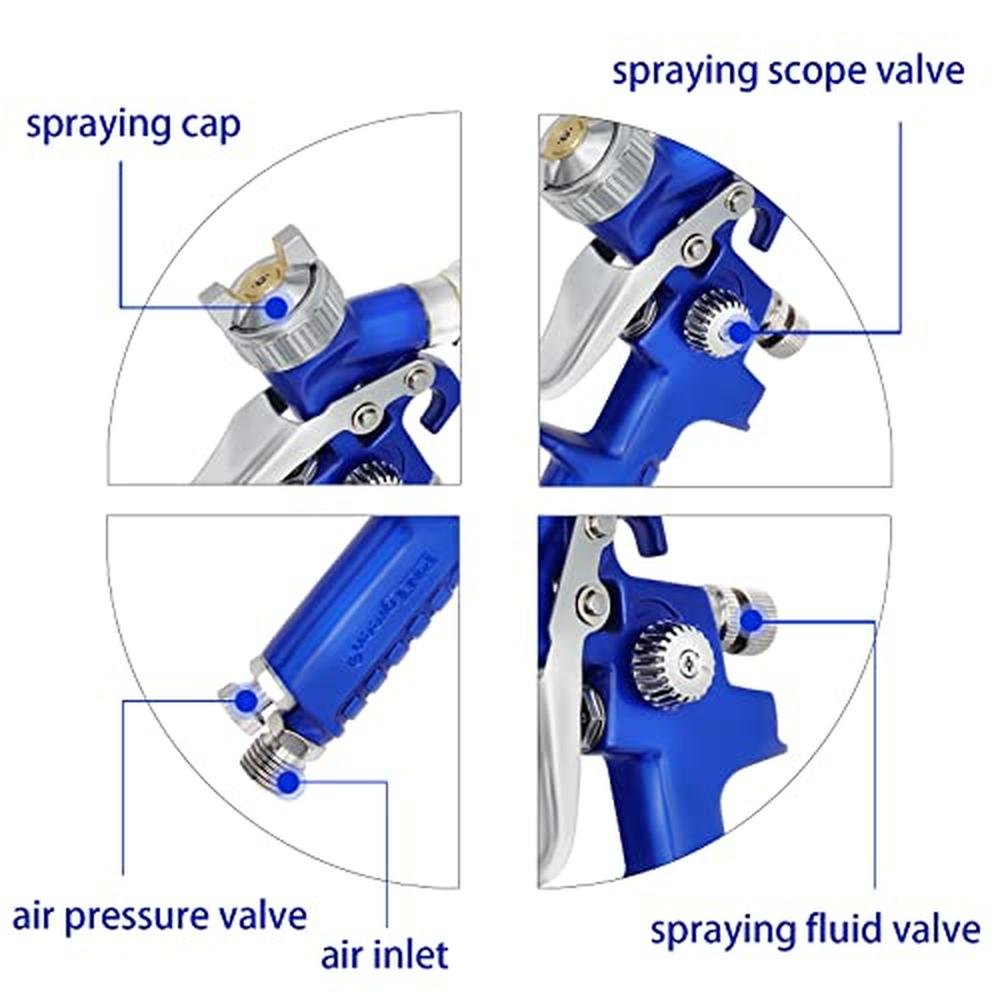Spray Gun: PNTGREEN HVLP Mini Spray Gun 0.8 mm Nozzle – Side View