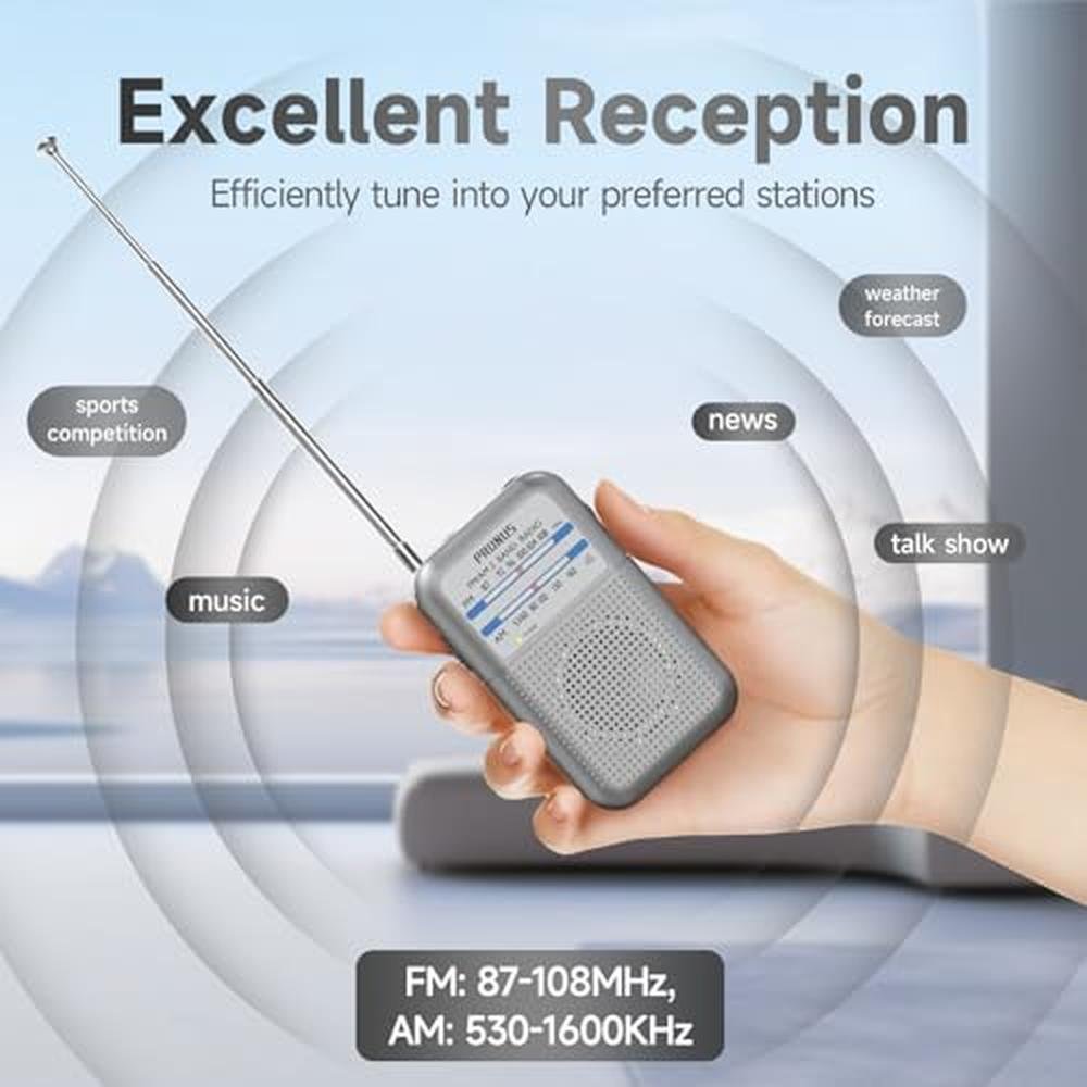 Battery Radio: PRUNUS DE333 Portable Mini Transistor Radio – Side View