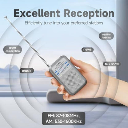 Battery Radio: PRUNUS DE333 Portable Mini Transistor Radio – Side View