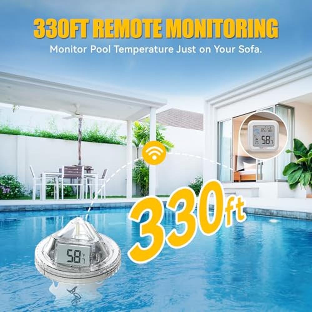 Pool Temperature: Digital Floating Thermometer Easy Read – Side View