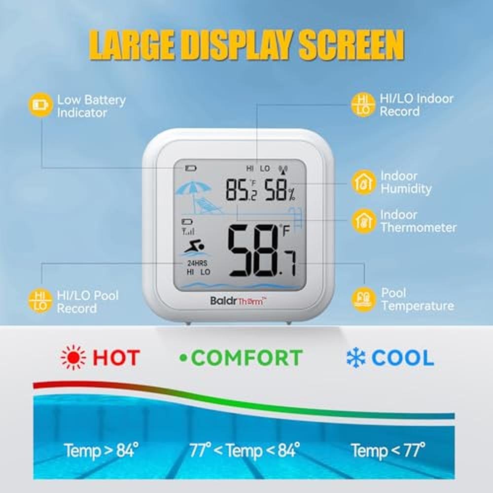 Pool Temperature: Digital Floating Thermometer Easy Read – Close-up Detail