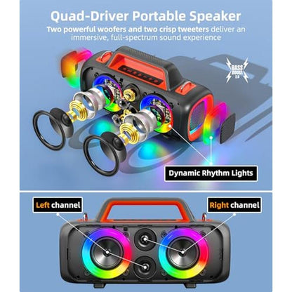 Speaker Outdoor: Portable Bluetooth 140W Loud Wireless – Side View
